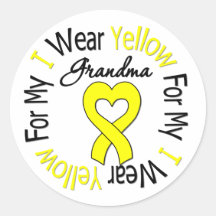 Sarcoma I Wear Yellow Ribbon  For My Grandma Round Sticker
