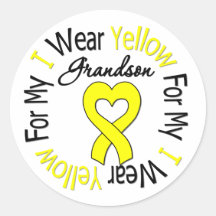 Sarcoma I Wear Yellow Ribbon For My Grandson Round Stickers