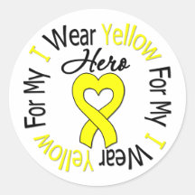 Sarcoma I Wear Yellow Ribbon For My Hero Stickers
