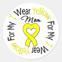Sarcoma I Wear Yellow Ribbon For My Mom Round Sticker