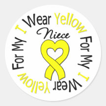 Sarcoma I Wear Yellow Ribbon For My Niece Round Sticker