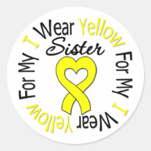 Sarcoma I Wear Yellow Ribbon For My Sister Round Sticker