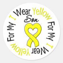 Sarcoma I Wear Yellow Ribbon For My Son Round Stickers