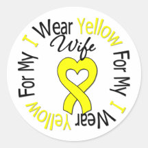 Sarcoma I Wear Yellow Ribbon For My Wife Round Stickers