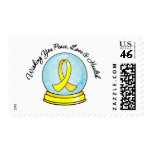 Sarcoma Ribbon Merry Christmas Snowglobe Postage Stamps
