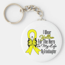 Sarcoma Ribbon My Hero My Granddaughter Keychain