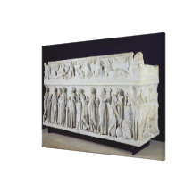 Sarcophagus with frieze of the Nine Muses Stretched Canvas Print