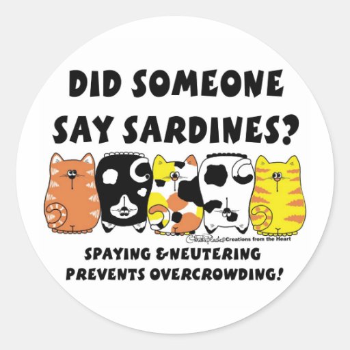 Sardine Cats Round Stickers