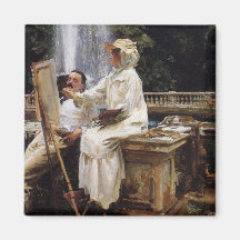 Sargent: The Fountain, Villa Torlonia, Frascati Fridge Magnets