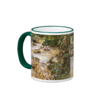 Sargent's Trout Stream in the Tyrol mugs by MasterpieceCafe Sargent's Trout Stream in the Tyrol mugs