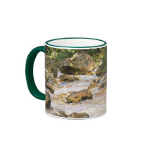 Sargent's Trout Stream in the Tyrol mugs by MasterpieceCafe Sargent's Trout Stream in the Tyrol mugs