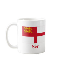 Sark Flag with Name in Sercquiais mugs