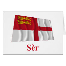 Sark Waving Flag w Name in Sercquiaise Greeting Cards