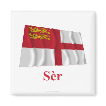Sark Waving Flag w Name in Sercquiaise magnets