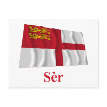 Sark Waving Flag w Name in Sercquiaise postcards