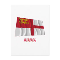 Sark Waving Flag with Name postcards