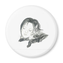 Sasha and Pussy Cat Refrigerator Magnet