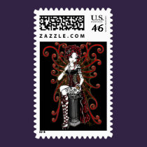 "Sasha" Gothic Couture Valentine Fairy Postage stamps