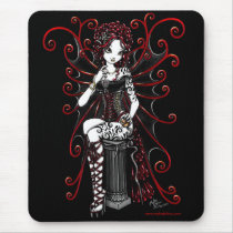 sasha, red, tattooed, corset, fairy, myka, jelina, gothic, faery, goth, dark, fae, art, Mouse pad with custom graphic design