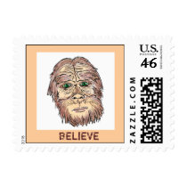 Sasquatch believe colorful postage stamps