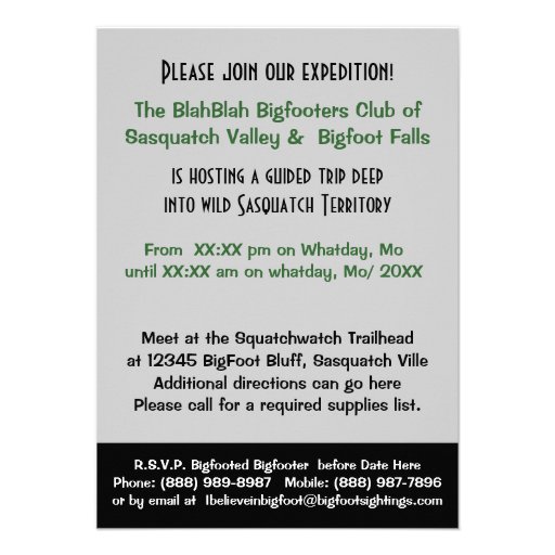 Sasquatch Hunter Funny Invitation to find Bigfoot