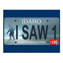 Sasquatch License Plate Post Card