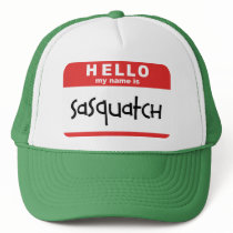 sasquatch name badge trucker hat big foot bobo