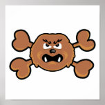 sasquatch Skull brown Crossbones Poster