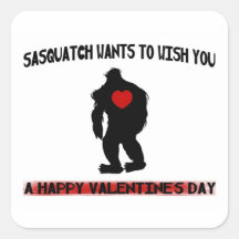 Sasquatch Valentines Day Stickers
