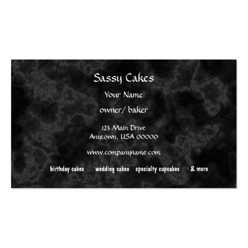 Sassy Baker Bakery Business Cards African American (back side)