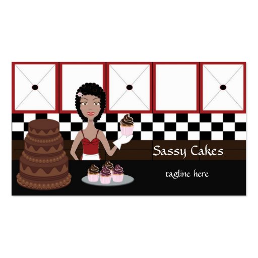 Sassy Baker Bakery Business Cards African American (front side)