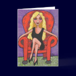 Sassy Blonde & a Red Chair - Greeting Card