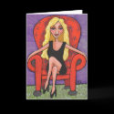 Sassy Blonde & a Red Chair - Greeting Card