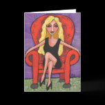 Sassy Blonde & a Red Chair - Greeting Card