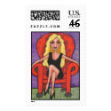Sassy Blonde & a Red Chair - Postage Stamp by folkartblonde Sassy Blonde & a Red Chair - Postage Stamp