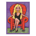 Sassy Blonde & a Red Chair - print
