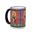 Sassy Blonde & Red Chair - mug by folkartblonde Sassy Blonde & Red Chair - mug