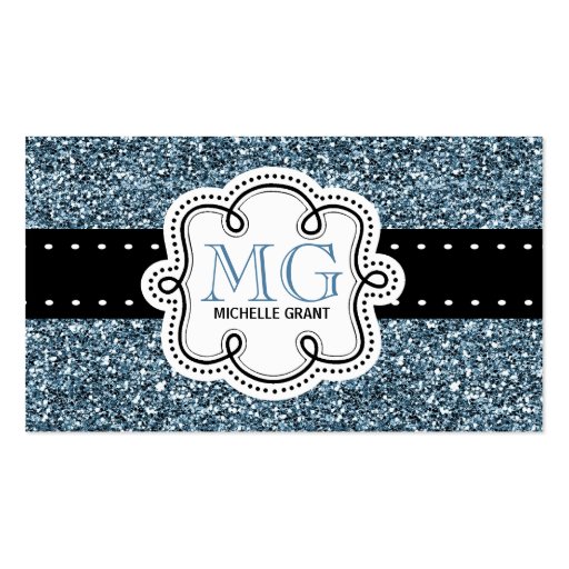 Sassy Blue Glitter Look Ladies Any Profession Business Card Templates (front side)