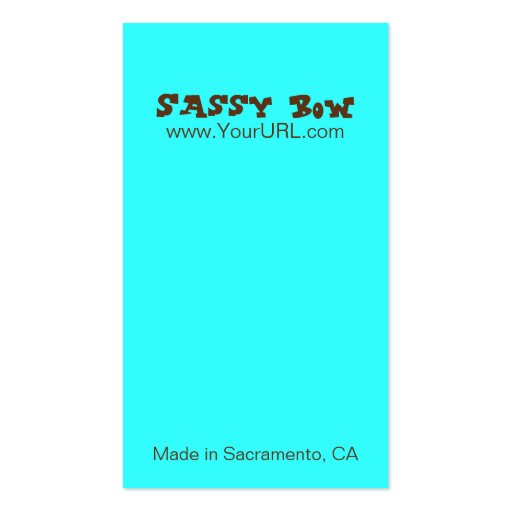 Sassy Bow Blue & Teal Bow Cards Business Card Templates (front side)
