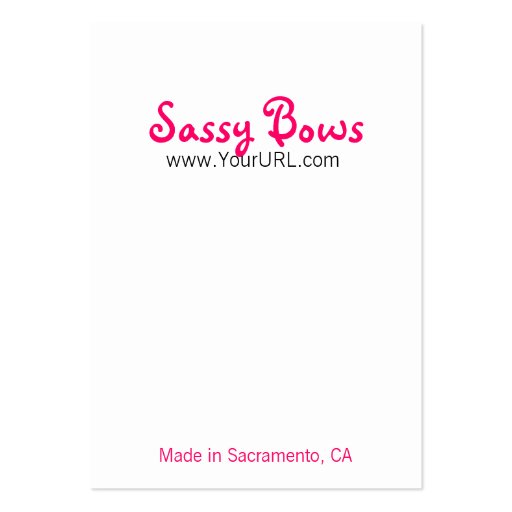 Sassy Bow Chubby Pink & Black Cards Business Card (front side)