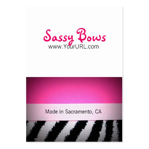 Sassy Bow Chubby Pink & Zebra Bow Cards Business Card Templates (front side)
