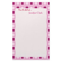 "Sassy Candy Pink  Squares Customizable" stationery