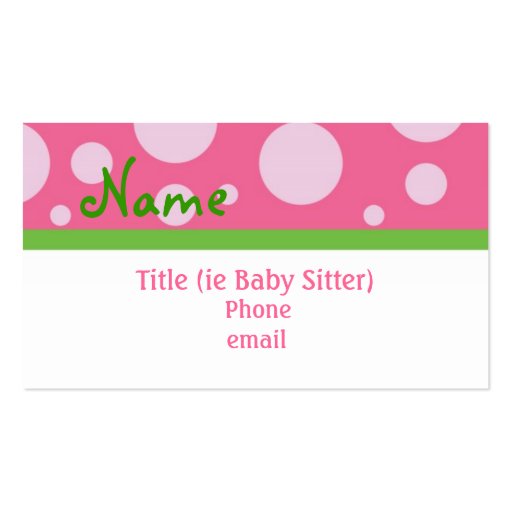 Sassy Girl Business Cards (front side)