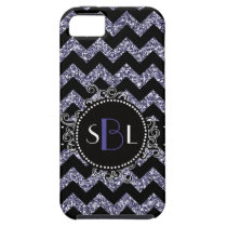 Sassy Glitz Purple Faux Glitter Chevron iPhone 5 Cases
