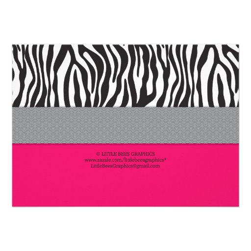 Sassy Pink Zebra Print First Birthday Invitation