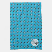 Sassy Polka Dot Monogram Kitchen Towel - Aqua Blue kitchen towels