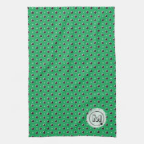 Sassy Polka Dot Monogram Kitchen Towel - Green kitchen towels