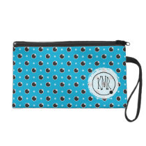 Sassy Polka Dot Monogram Wristlet - Aqua Blue bagettes bags