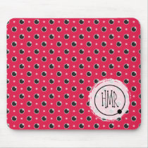 Sassy Polka Dots Monogram Mousepad - Berry Pink