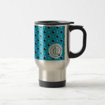 Sassy Polka Dots Monogram Travel Mug - Aqua mugs